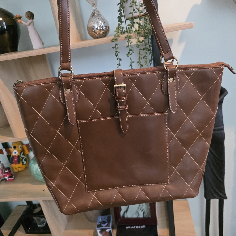 Cutter & Buck Brown Quilted Tote Bag with Double Handles